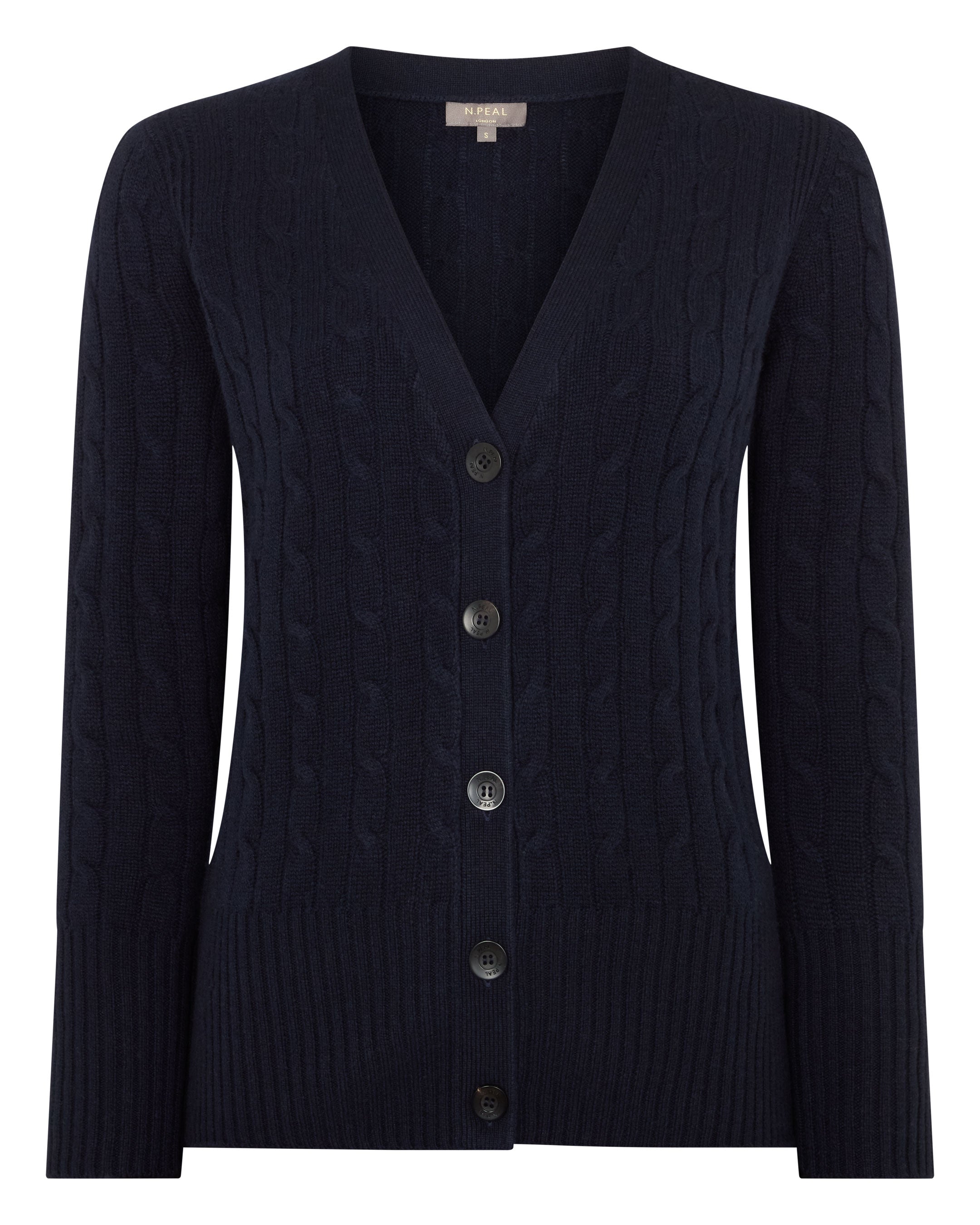 Men's Richmond Cable Cashmere Cardigan Indigo Blue | N.Peal