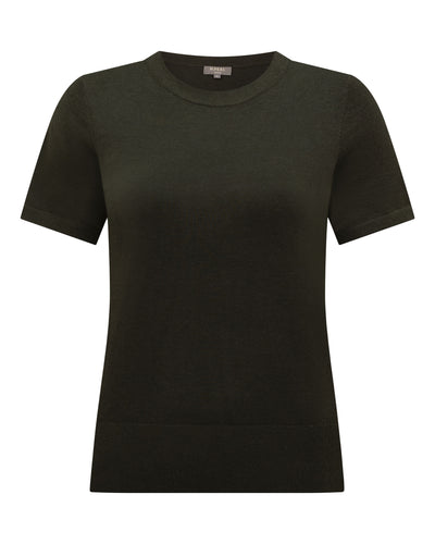 N.Peal Women's Isla Superfine Cashmere T-Shirt Arabica Khaki Green