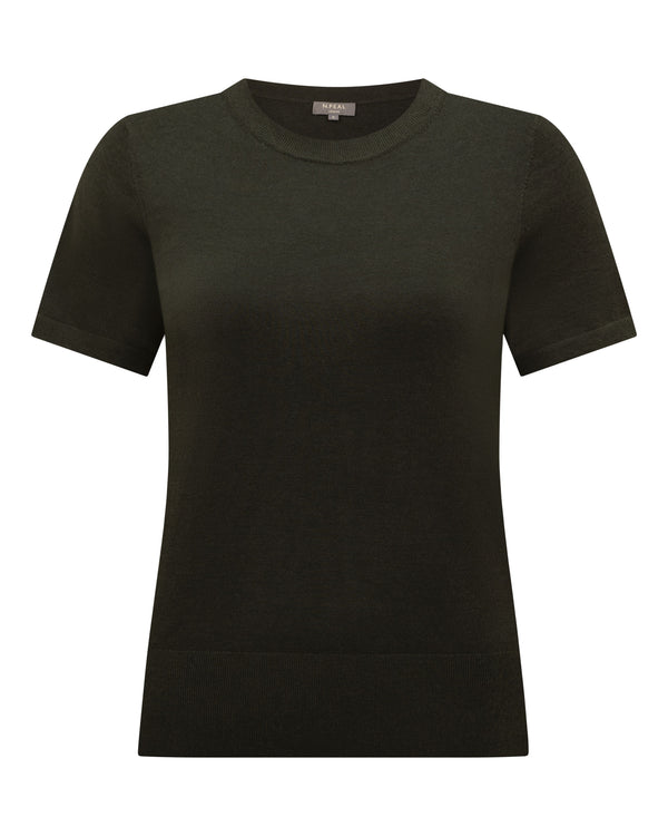 N.Peal Women's Isla Superfine Cashmere T-Shirt Arabica Khaki Green