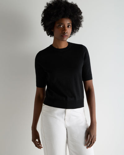 N.Peal Women's Cotton Cashmere T-Shirt Black