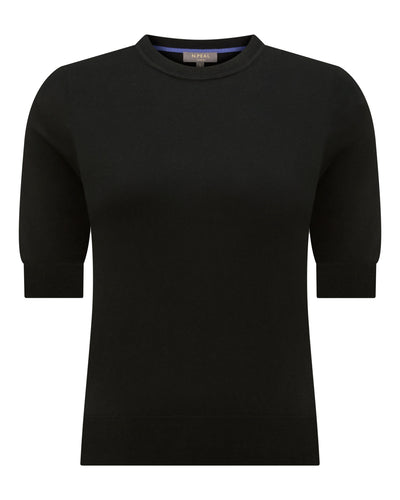 N.Peal Women's Cotton Cashmere T-Shirt Black