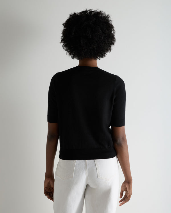 N.Peal Women's Cotton Cashmere T-Shirt Black