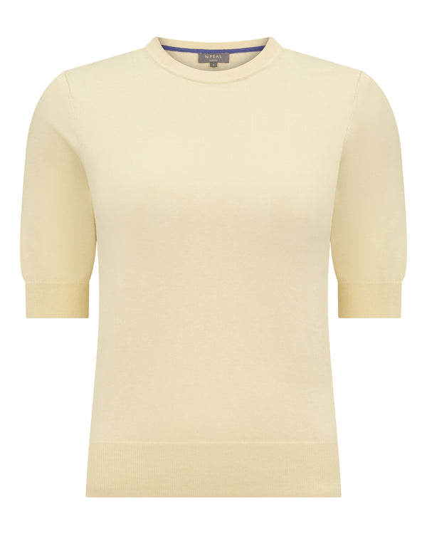 N.Peal Women's Cotton Cashmere T-Shirt Lemon Yellow