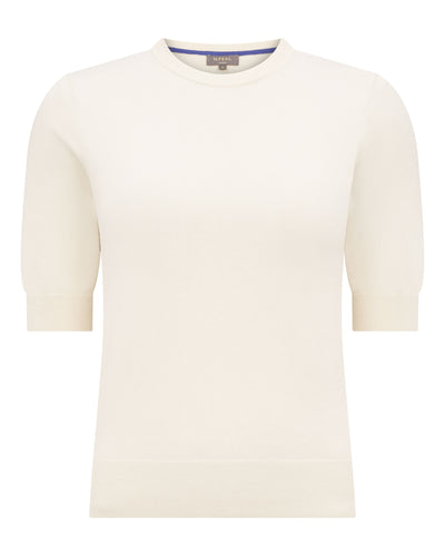 N.Peal Women's Cotton Cashmere T-Shirt New Ivory White