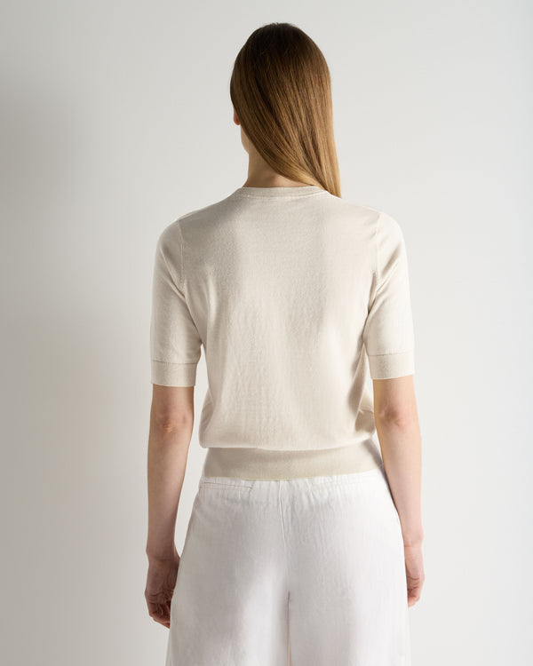 N.Peal Women's Cotton Cashmere T-Shirt New Ivory White