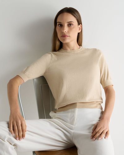 N.Peal Women's Cotton Cashmere T-Shirt Natural Brown