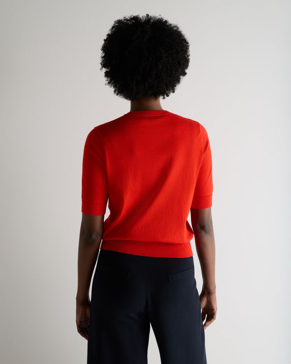 N.Peal Women's Cotton Cashmere T-Shirt Tomato Red
