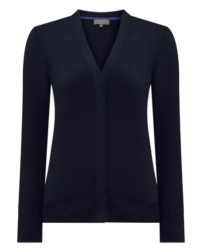 N.Peal Women's Cotton Cashmere Cardigan Navy Blue