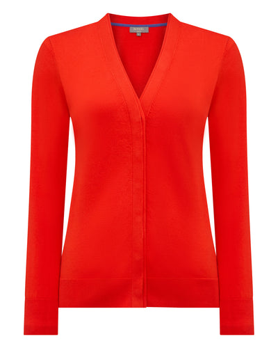 N.Peal Women's Cotton Cashmere Cardigan Tomato Red
