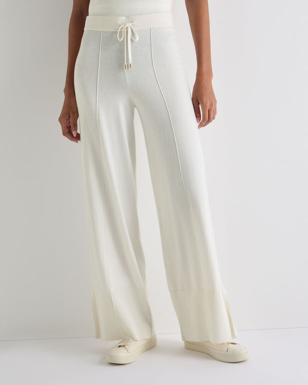 N.Peal Women's Cotton Cashmere Trouser New Ivory White