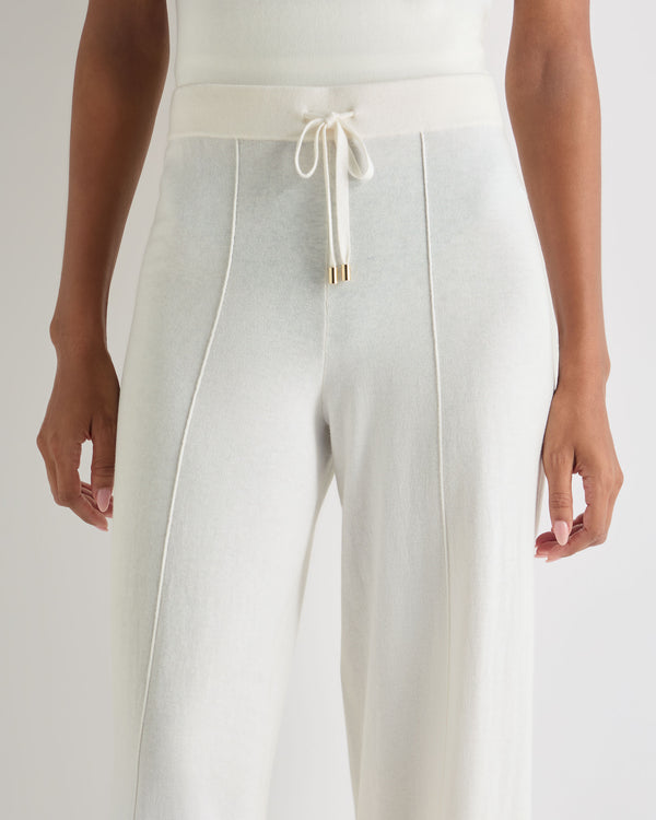 N.Peal Women's Cotton Cashmere Trouser New Ivory White