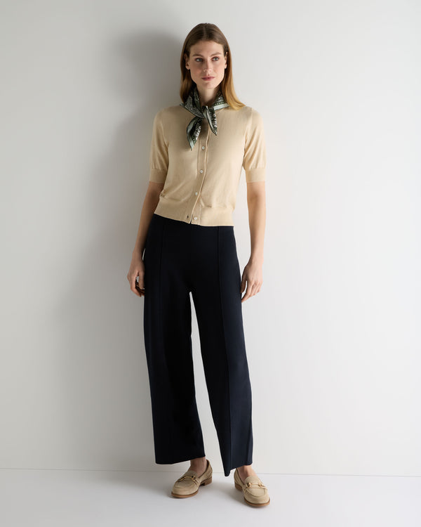 N.Peal Women's Cotton Cashmere Short Sleeve Cardigan Natural Brown