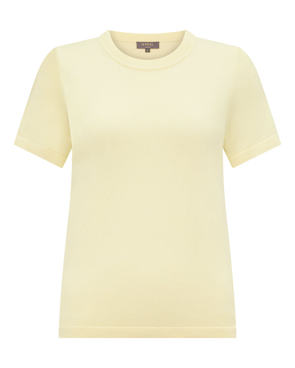 N.Peal Women's Lottie Cashmere T-Shirt Butter Yellow
