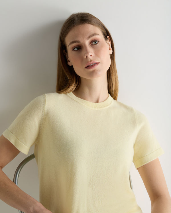 N.Peal Women's Lottie Cashmere T-Shirt Butter Yellow