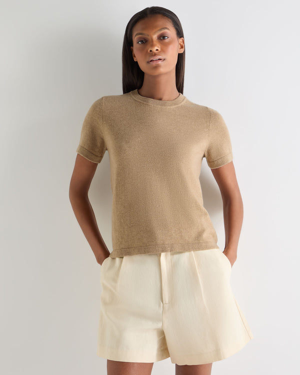 N.Peal Women's Lottie Cashmere T-Shirt Cappuccino Brown
