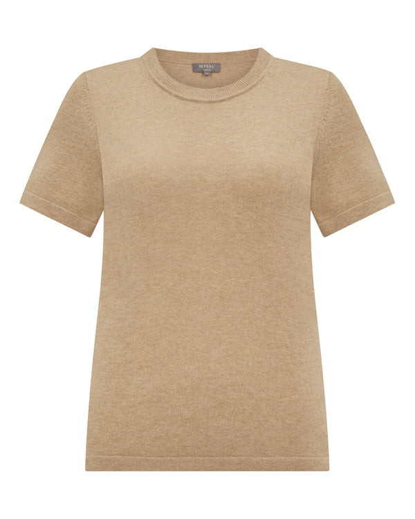 N.Peal Women's Lottie Cashmere T-Shirt Cappuccino Brown