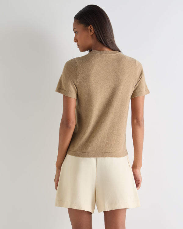 N.Peal Women's Lottie Cashmere T-Shirt Cappuccino Brown