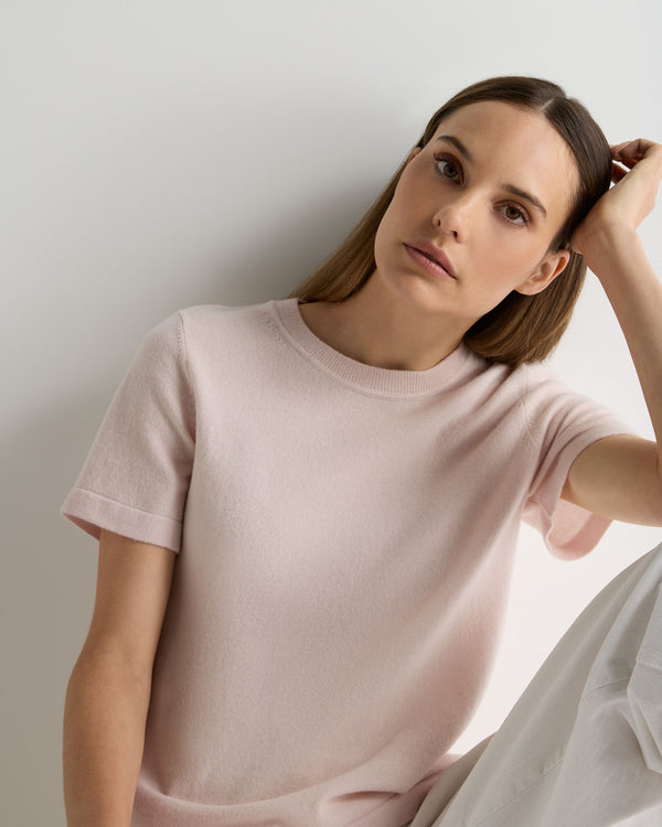 N.Peal Women's Lottie Cashmere T-Shirt Powder Pink