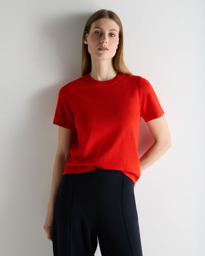 N.Peal Women's Lottie Cashmere T-Shirt Tomato Red