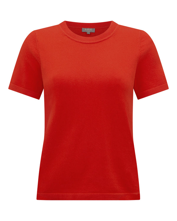 N.Peal Women's Lottie Cashmere T-Shirt Tomato Red
