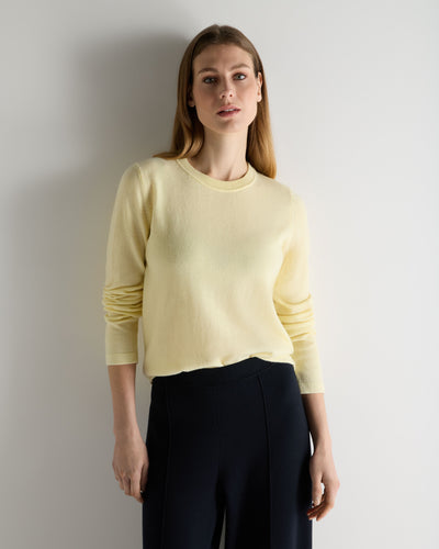N.Peal Women's Hallie Round Neck Cashmere Jumper Butter Yellow