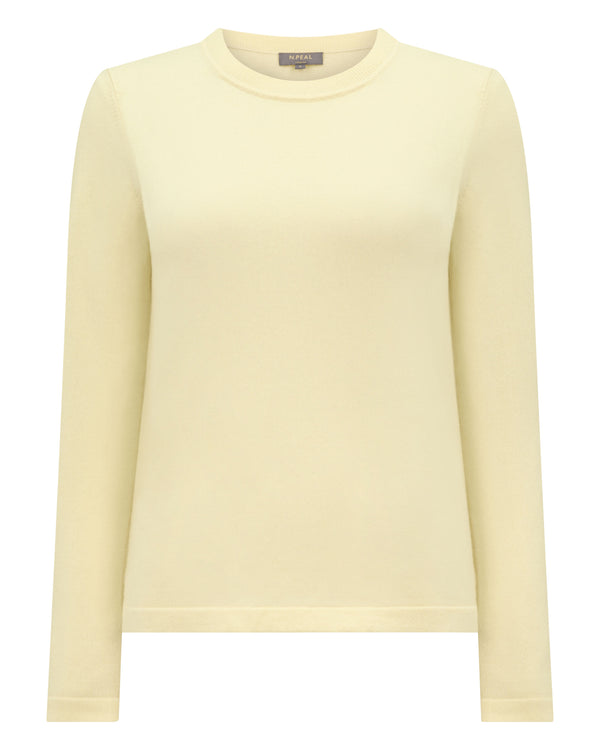 N.Peal Women's Hallie Round Neck Cashmere Jumper Butter Yellow