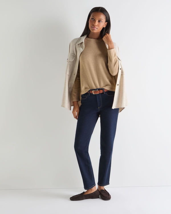 N.Peal Women's Hallie Round Neck Cashmere Jumper Cappuccino Brown