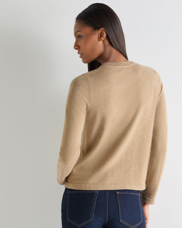 N.Peal Women's Hallie Round Neck Cashmere Jumper Cappuccino Brown