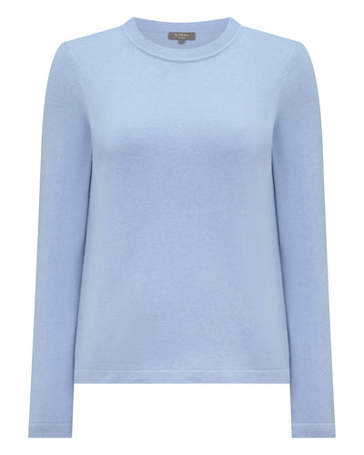 N.Peal Women's Hallie Round Neck Cashmere Jumper Sea Mist Blue