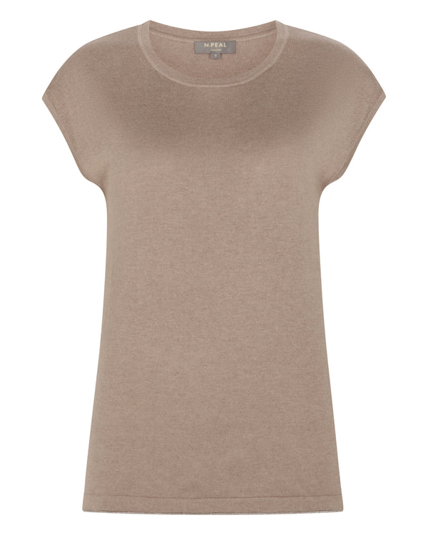 N.Peal Women's Roche Silk Blend Top Mink Brown
