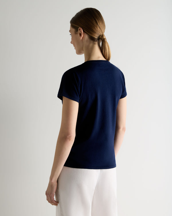 N.Peal Women's Selene Linen Blend Top Deep French Blue