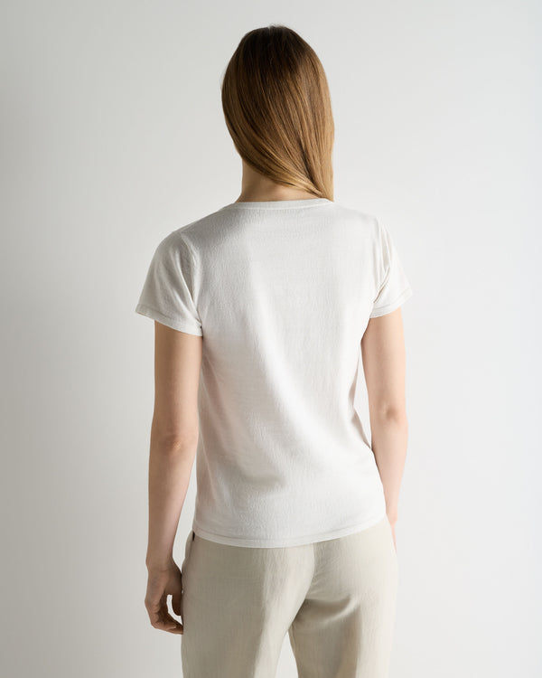 N.Peal Women's Selene Linen Blend Top White