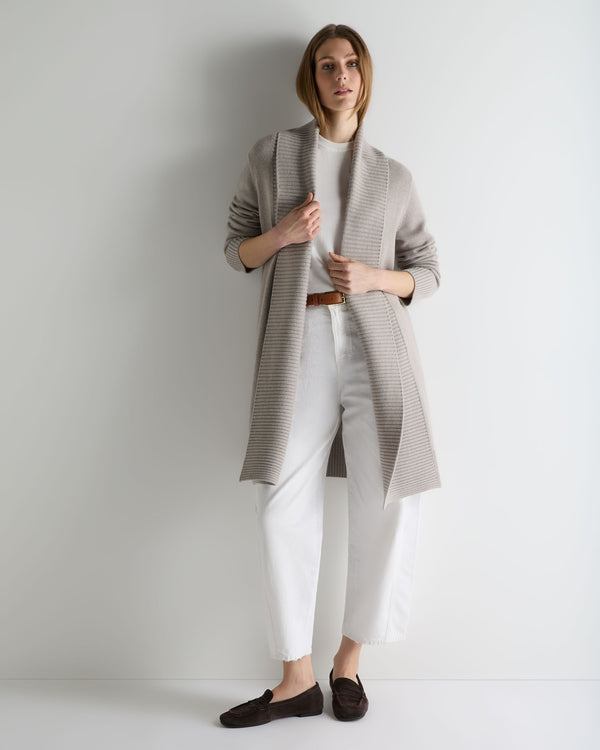 N.Peal Women's Abbey Cashmere Cardigan Oat Grey