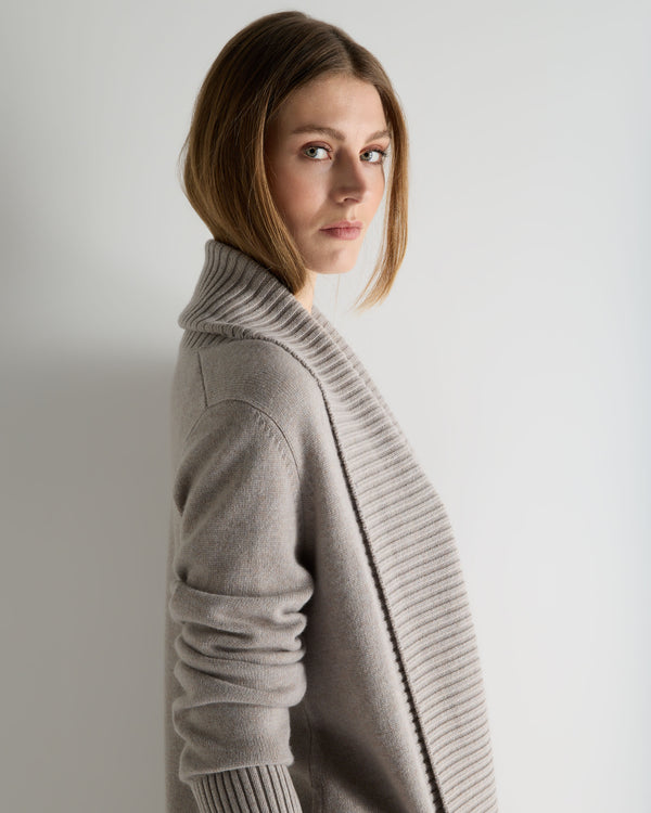 N.Peal Women's Abbey Cashmere Cardigan Oat Grey