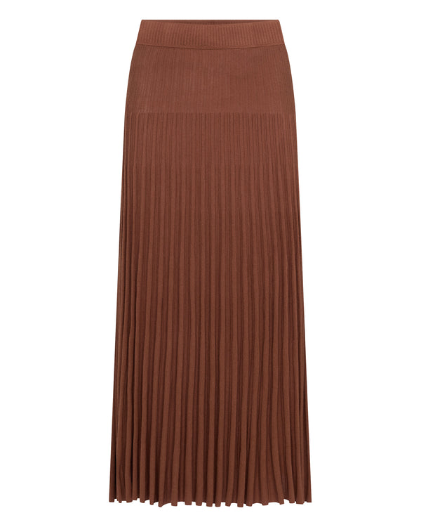 N.Peal Women's Superfine Pleated Cashmere Silk Skirt Henna Brown