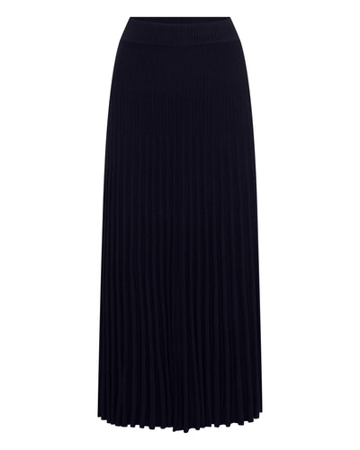 N.Peal Women's Superfine Pleated Cashmere Silk Skirt Navy Blue