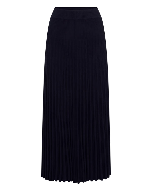 N.Peal Women's Superfine Pleated Cashmere Silk Skirt Navy Blue