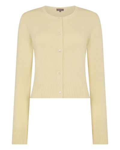 N.Peal Women's Chunky Crop Cashmere Cardigan Butter Yellow