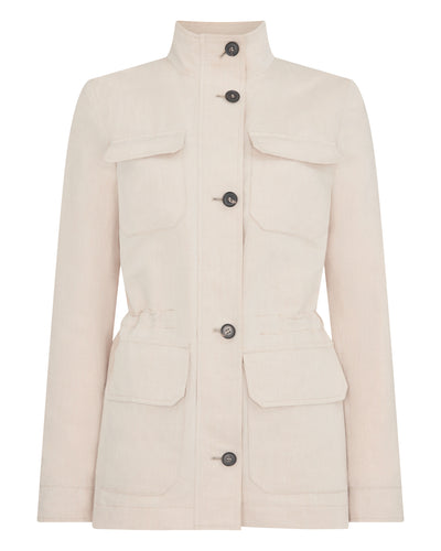 N.Peal Women's Avola Linen Blend Jacket Stone Brown