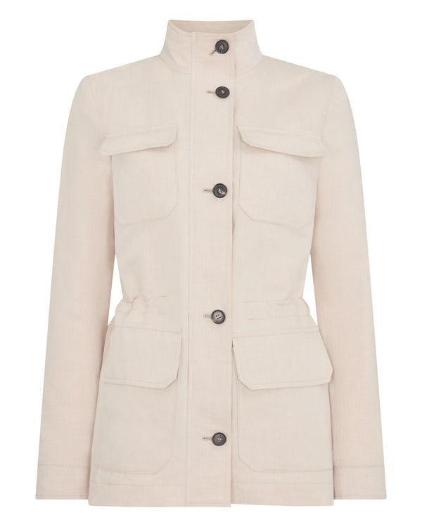 N.Peal Women's Avola Linen Blend Jacket Stone Brown