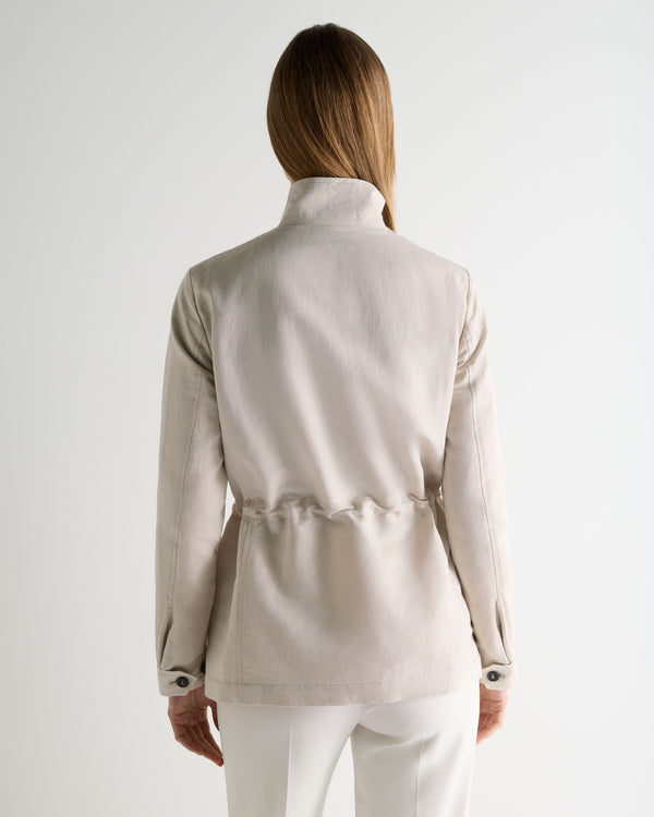 N.Peal Women's Avola Linen Blend Jacket Stone Brown