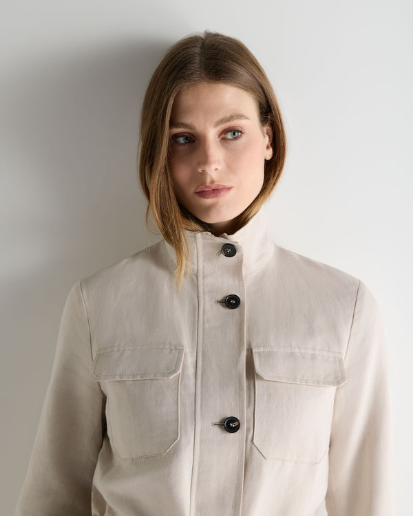 N.Peal Women's Avola Linen Blend Jacket Stone Brown