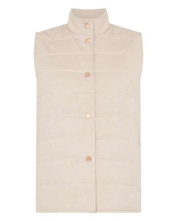 N.Peal Women's Button Through Quilted Gilet Sandstone Brown