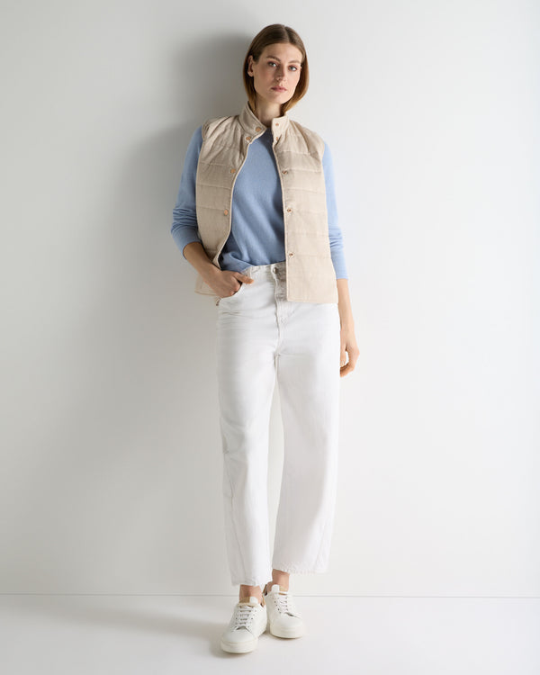 N.Peal Women's Button Through Quilted Gilet Sandstone Brown