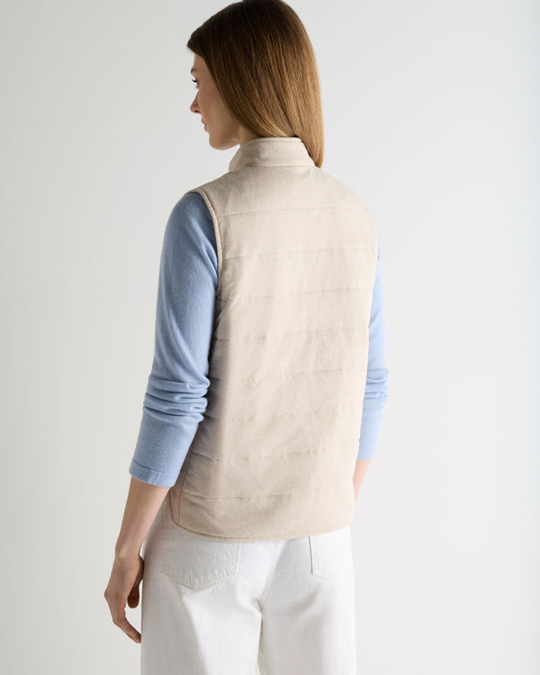 N.Peal Women's Button Through Quilted Gilet Sandstone Brown