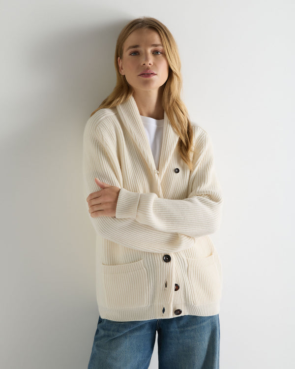 N.Peal Women's Kensington Cashmere Cardigan New Ivory White