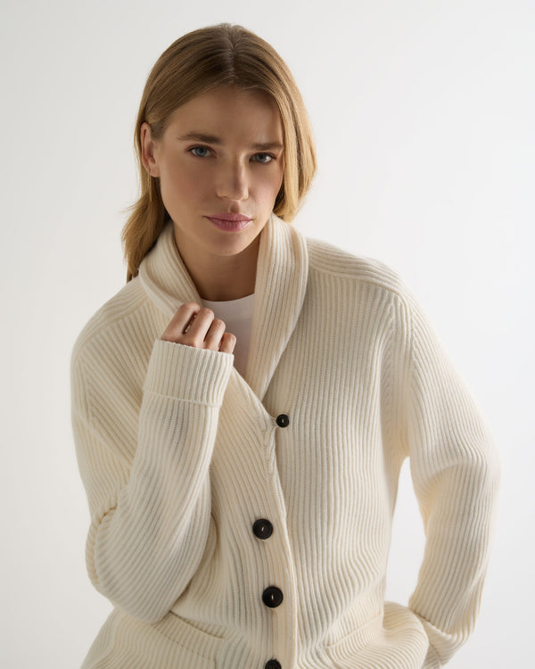 N.Peal Women's Kensington Cashmere Cardigan New Ivory White