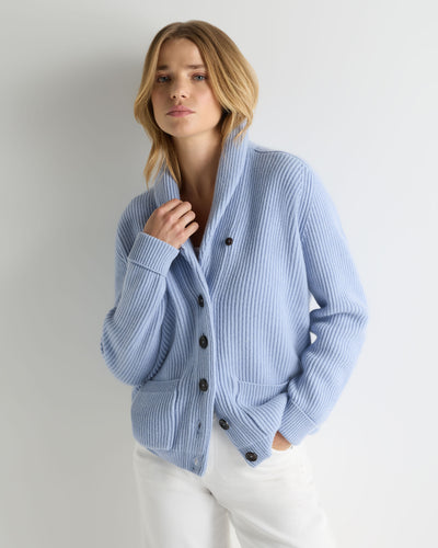 N.Peal Women's Kensington Cashmere Cardigan Sea Mist Blue