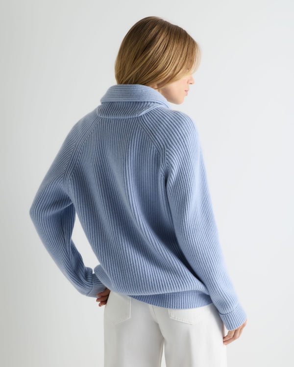 N.Peal Women's Kensington Cashmere Cardigan Sea Mist Blue