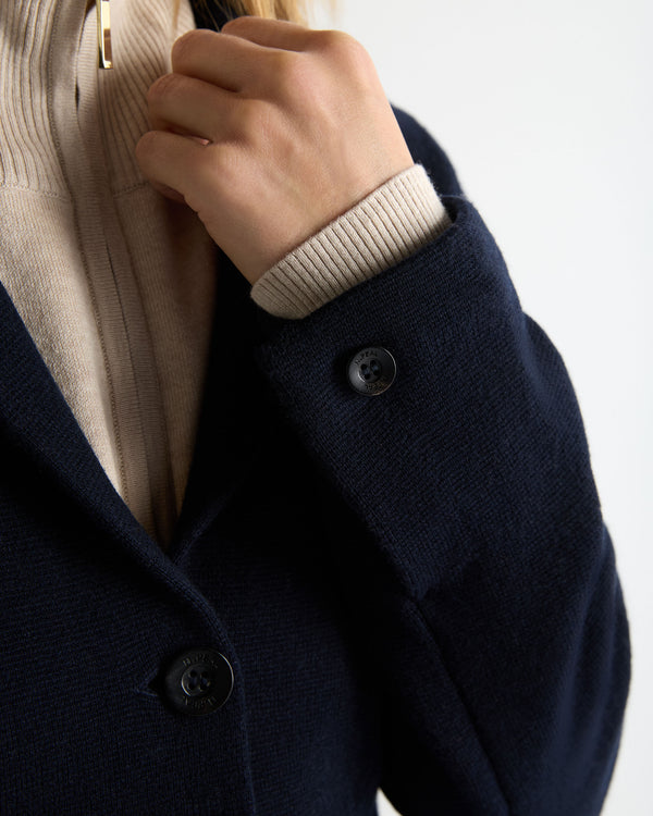 N.Peal Women's Wool Cashmere Utility Blazer Navy Blue